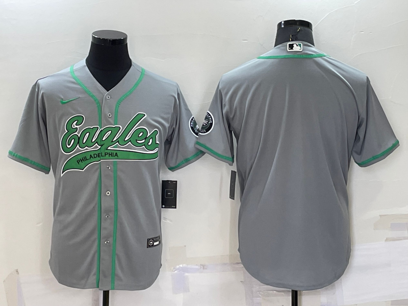 Men's Philadelphia Eagles Blank Grey Cool Base Stitched Baseball Jersey Men's Philadelphia Eagles Blank Grey Cool Base Stitched Baseball Jersey